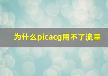 为什么picacg用不了流量