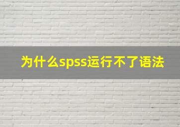 为什么spss运行不了语法