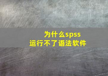 为什么spss运行不了语法软件