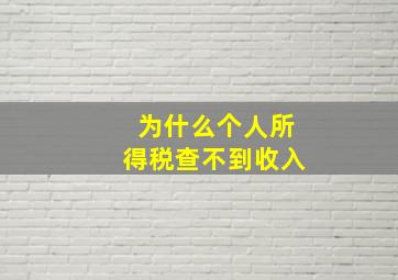 为什么个人所得税查不到收入