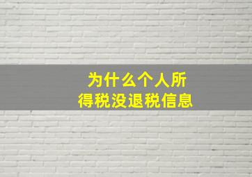 为什么个人所得税没退税信息