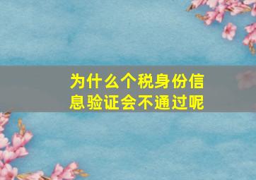 为什么个税身份信息验证会不通过呢