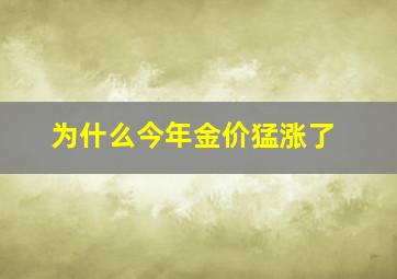 为什么今年金价猛涨了