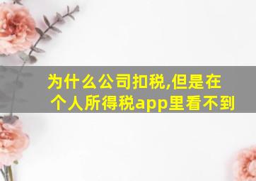 为什么公司扣税,但是在个人所得税app里看不到