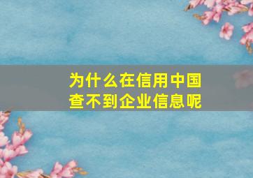 为什么在信用中国查不到企业信息呢