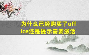 为什么已经购买了office还是提示需要激活