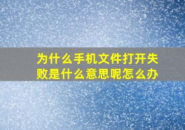 为什么手机文件打开失败是什么意思呢怎么办