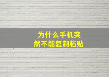 为什么手机突然不能复制粘贴