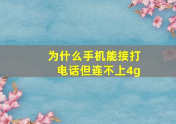 为什么手机能接打电话但连不上4g