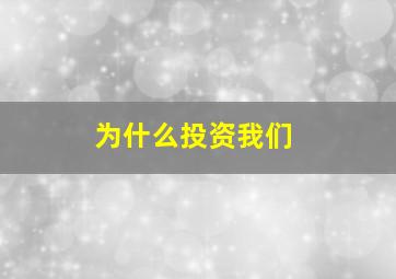 为什么投资我们