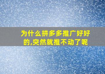 为什么拼多多推广好好的,突然就推不动了呢