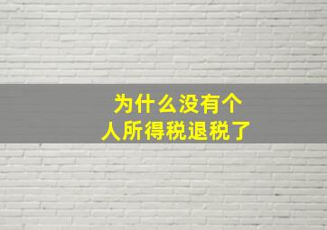 为什么没有个人所得税退税了