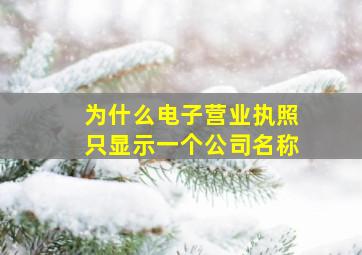 为什么电子营业执照只显示一个公司名称