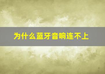 为什么蓝牙音响连不上