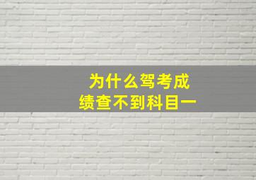 为什么驾考成绩查不到科目一