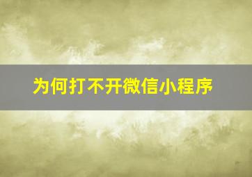 为何打不开微信小程序