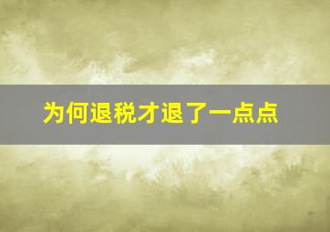 为何退税才退了一点点