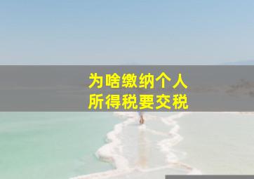 为啥缴纳个人所得税要交税