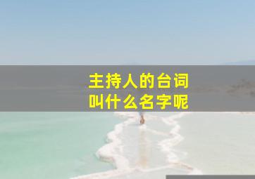 主持人的台词叫什么名字呢