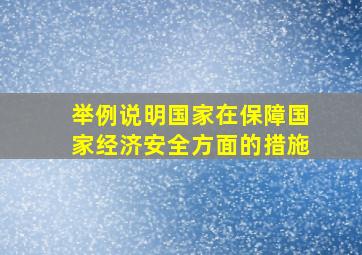 举例说明国家在保障国家经济安全方面的措施