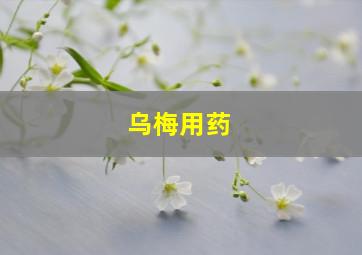 乌梅用药