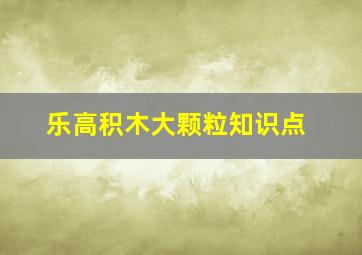 乐高积木大颗粒知识点