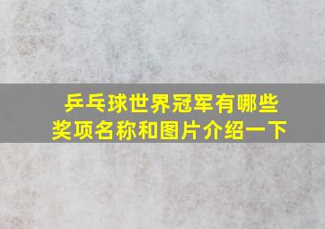 乒乓球世界冠军有哪些奖项名称和图片介绍一下