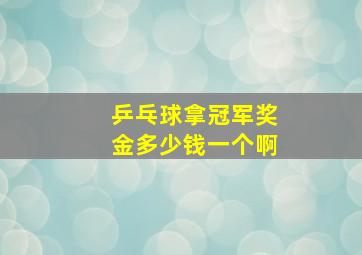 乒乓球拿冠军奖金多少钱一个啊