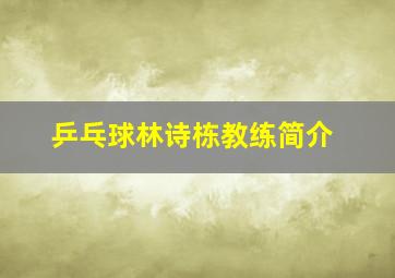 乒乓球林诗栋教练简介