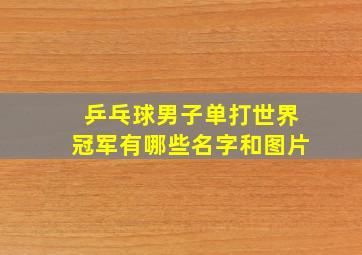 乒乓球男子单打世界冠军有哪些名字和图片