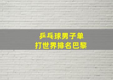 乒乓球男子单打世界排名巴黎