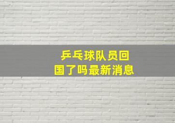 乒乓球队员回国了吗最新消息