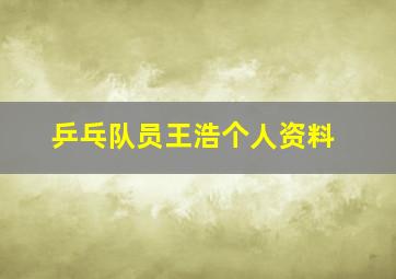 乒乓队员王浩个人资料