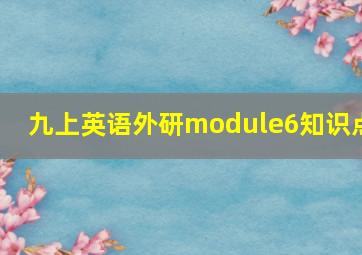 九上英语外研module6知识点