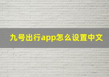 九号出行app怎么设置中文