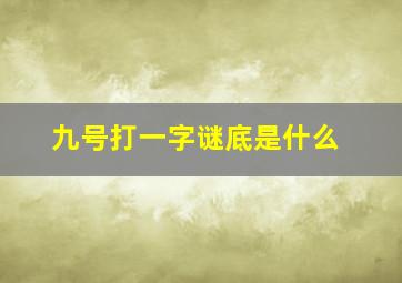 九号打一字谜底是什么