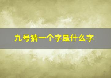 九号猜一个字是什么字