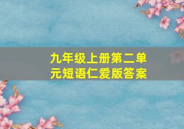 九年级上册第二单元短语仁爱版答案