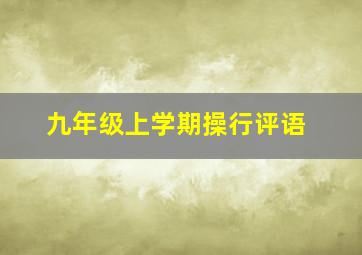 九年级上学期操行评语