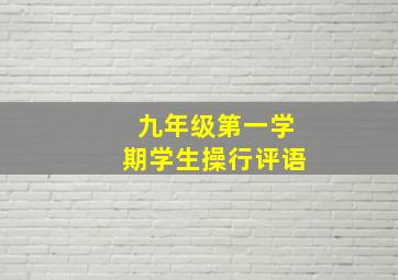 九年级第一学期学生操行评语