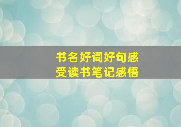 书名好词好句感受读书笔记感悟