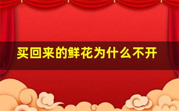 买回来的鲜花为什么不开