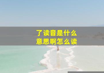 了读音是什么意思啊怎么读