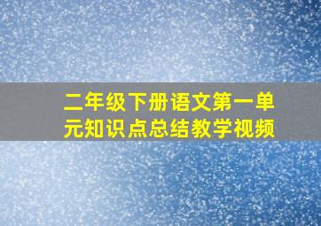 二年级下册语文第一单元知识点总结教学视频