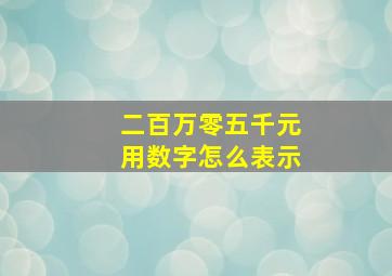 二百万零五千元用数字怎么表示