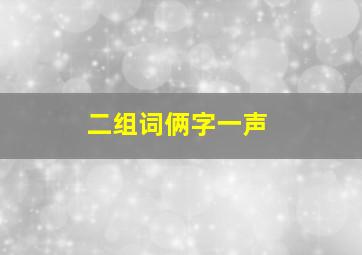 二组词俩字一声