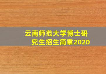 云南师范大学博士研究生招生简章2020