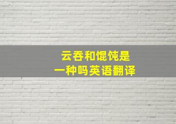 云吞和馄饨是一种吗英语翻译