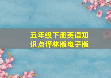 五年级下册英语知识点译林版电子版