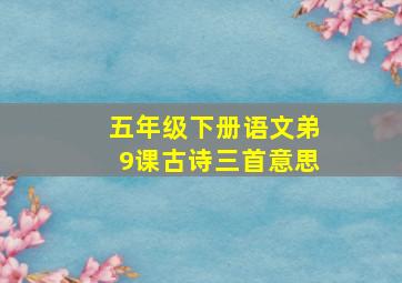 五年级下册语文弟9课古诗三首意思